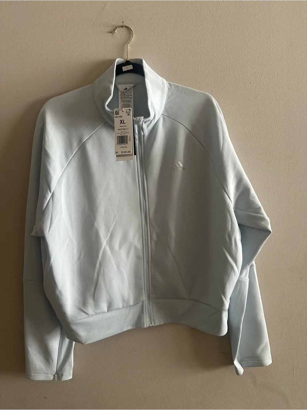 NWT adidas Women's Pale Blue Bomber Track Jacket Size XL